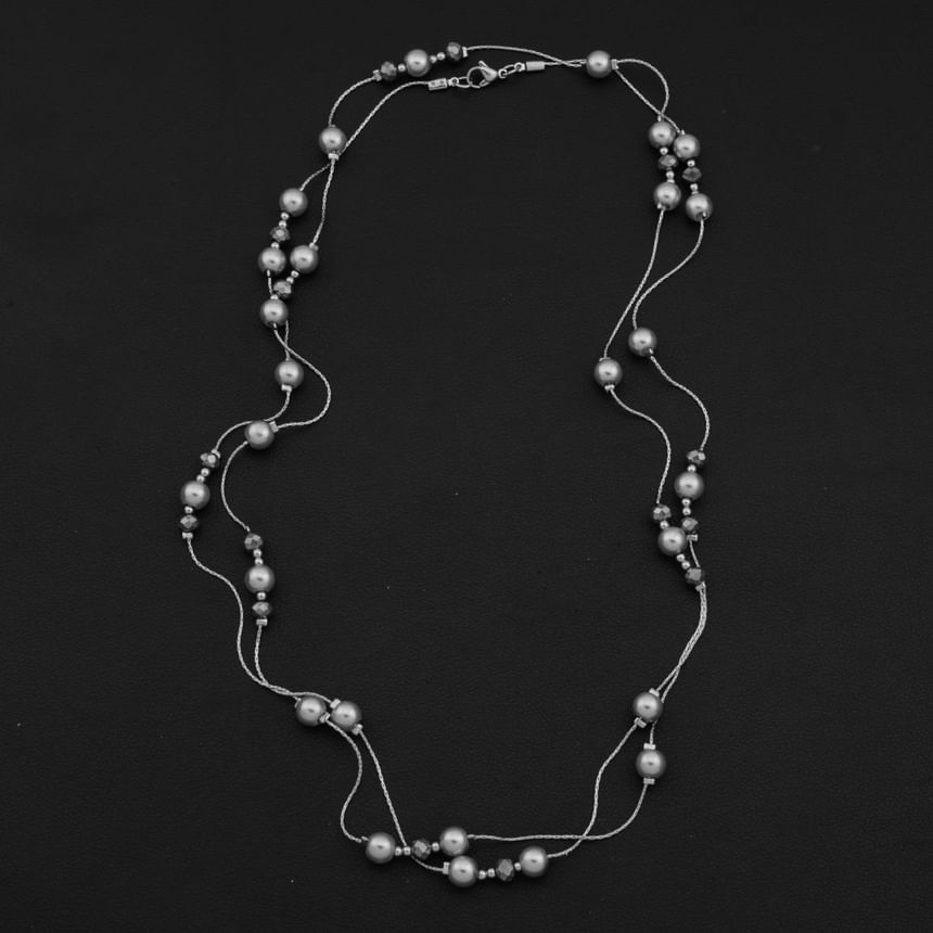 Faux Pearl Station Necklace