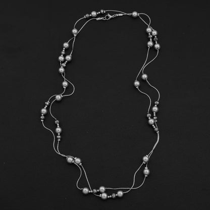 Faux Pearl Station Necklace