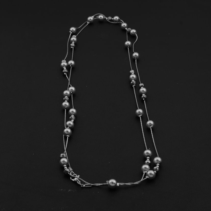 Faux Pearl Station Necklace