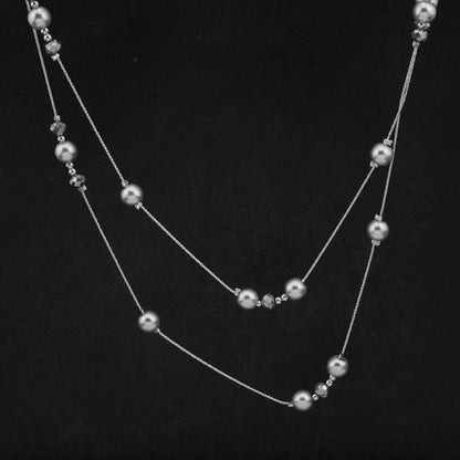 Faux Pearl Station Necklace