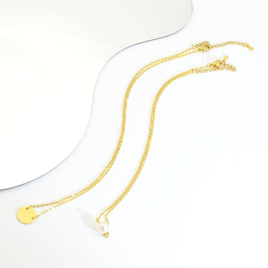 Faux Pearl Double-Layered Necklace