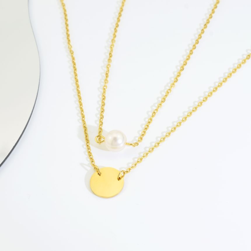 Faux Pearl Double-Layered Necklace
