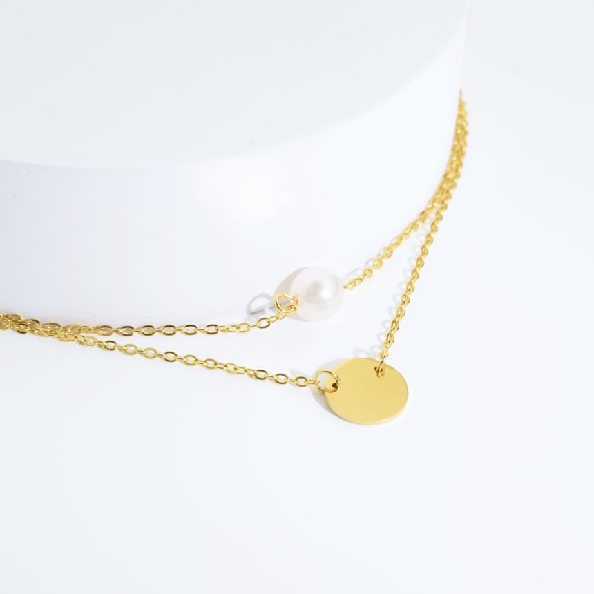 Faux Pearl Double-Layered Necklace