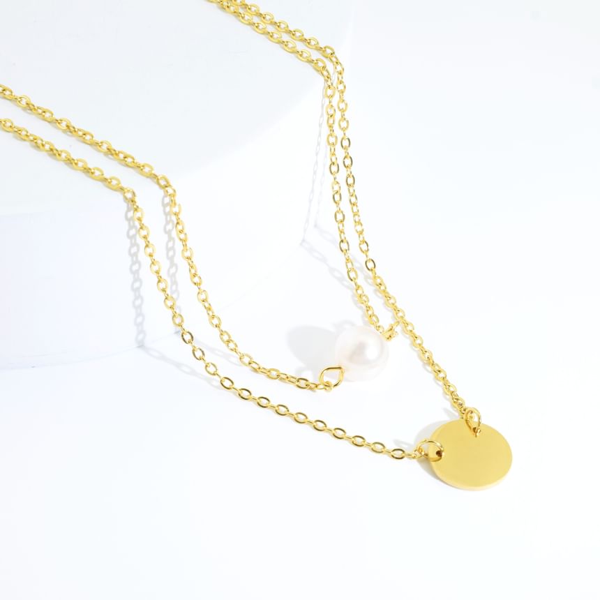 Faux Pearl Double-Layered Necklace
