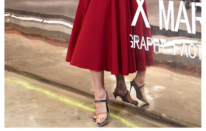 Puff-Sleeve Sequined Mesh Panel Keyhole A-Line Evening Gown