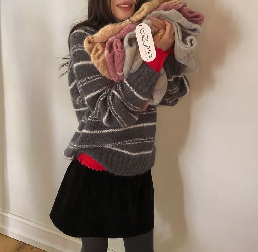 Striped Crewneck Knit Sweater