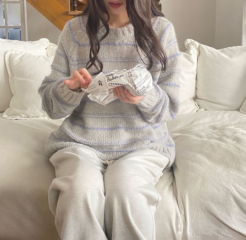 Striped Crewneck Knit Sweater