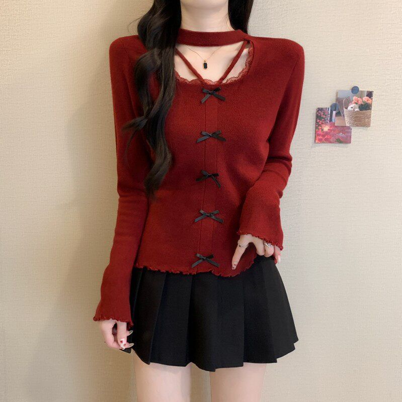 Extended Sleeve Square Neck Lace Trim Plain Blouse
