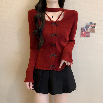Extended Sleeve Square Neck Lace Trim Plain Blouse