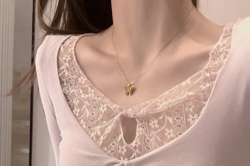 V-Neck Lace Crop Top with Twisted Cutout