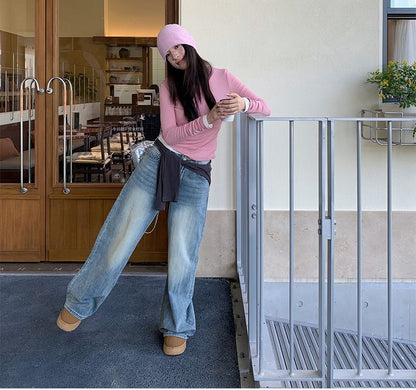 Crewneck Long-Sleeve Solid T-Shirt