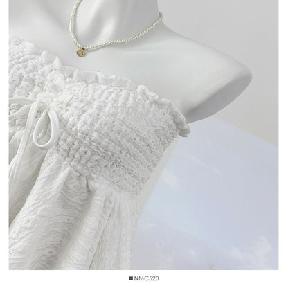 Smocked Asymmetric Flow Tube Top