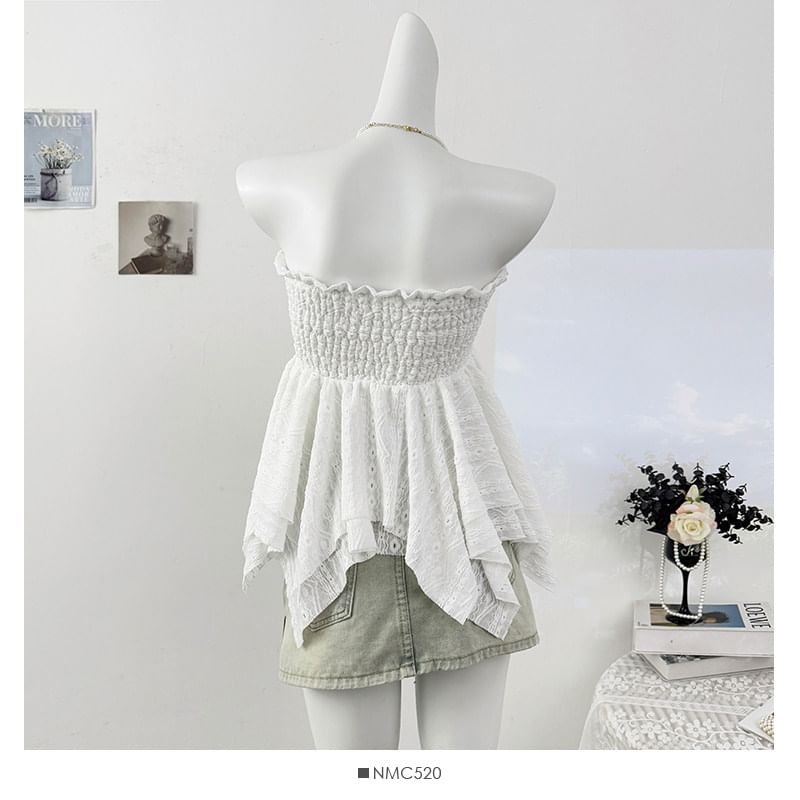 Smocked Asymmetric Flow Tube Top