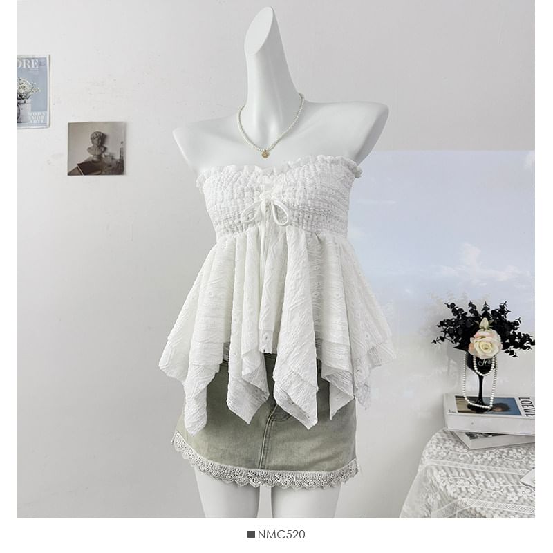 Smocked Asymmetric Flow Tube Top