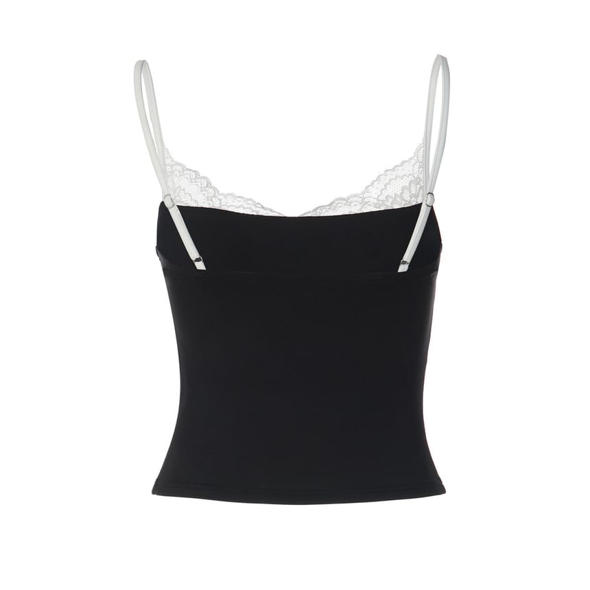 Color-Block Lace Panel Crop Camisole