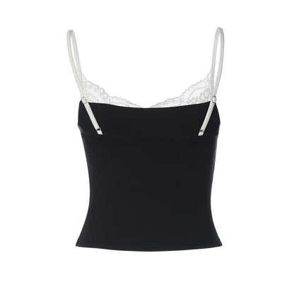 Color-Block Lace Panel Crop Camisole