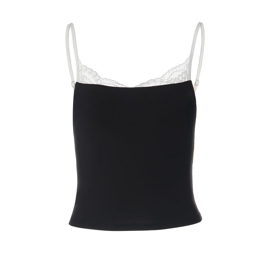 Color-Block Lace Panel Crop Camisole