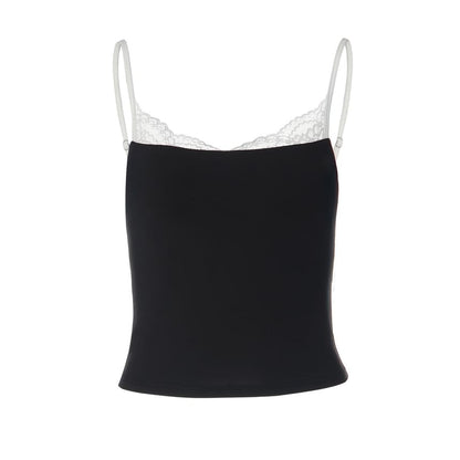 Color-Block Lace Panel Crop Camisole