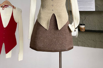 Mock Two-Piece Knit Top with Long Sleeves