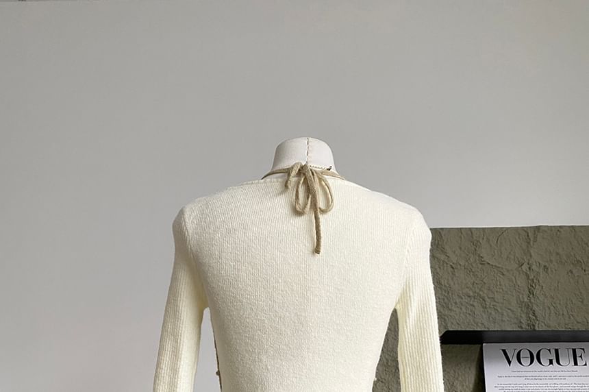 Mock Two-Piece Knit Top with Long Sleeves