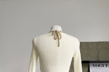 Mock Two-Piece Knit Top with Long Sleeves
