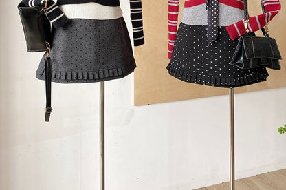 Striped Mock Two-Piece Crewneck Knit Top