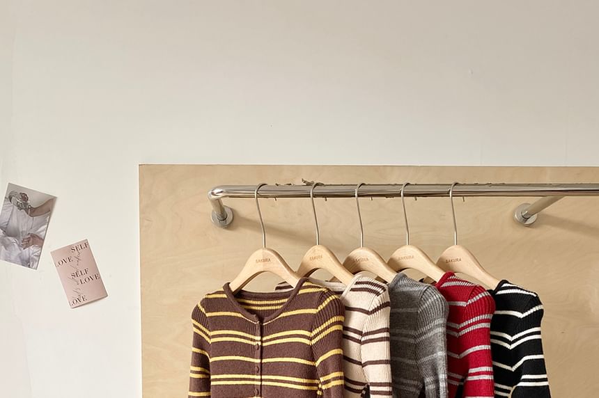 Striped Mock Two-Piece Crewneck Knit Top