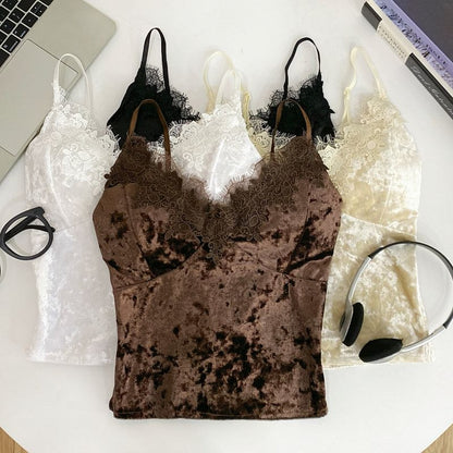 Lace Trim V-Neck Crop Camisole