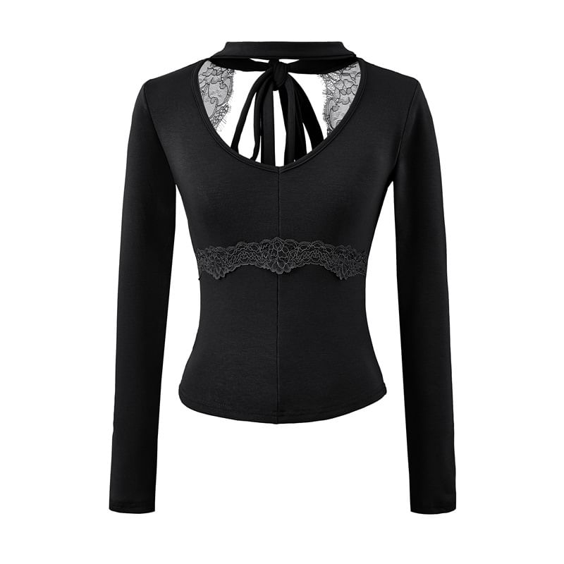 Halter Neck Lace Crop Top with Open Back