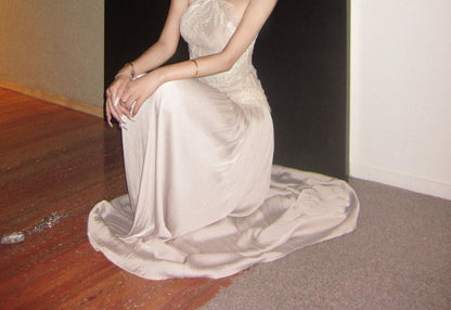 Halter Neck Lace A-Line Evening Gown