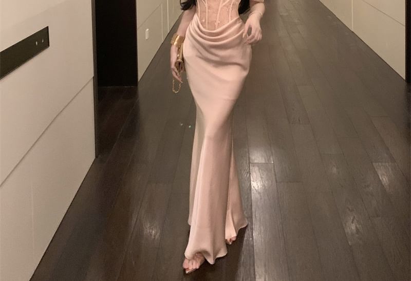 Strapless Satin Mermaid Evening Gown