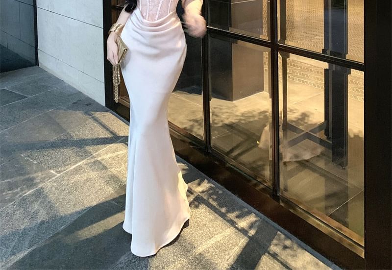 Strapless Satin Mermaid Evening Gown