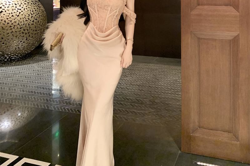 Strapless Satin Mermaid Evening Gown