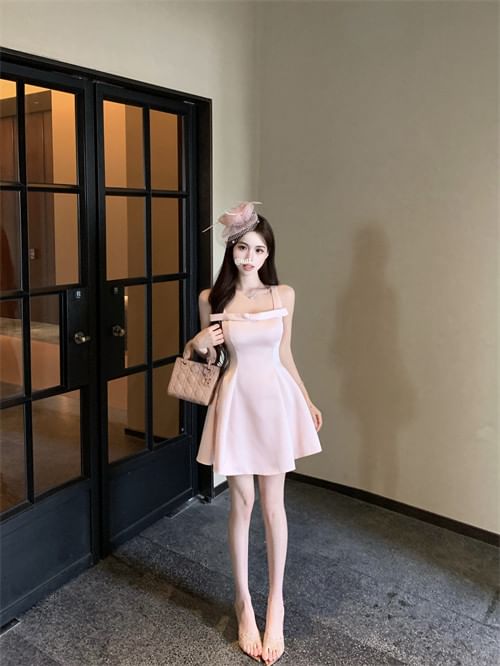 Sleeveless Plain Mini A-Line Evening Dress