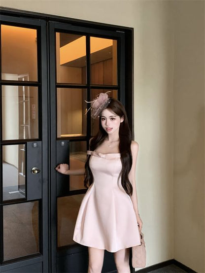 Sleeveless Plain Mini A-Line Evening Dress