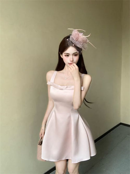 Sleeveless Plain Mini A-Line Evening Dress