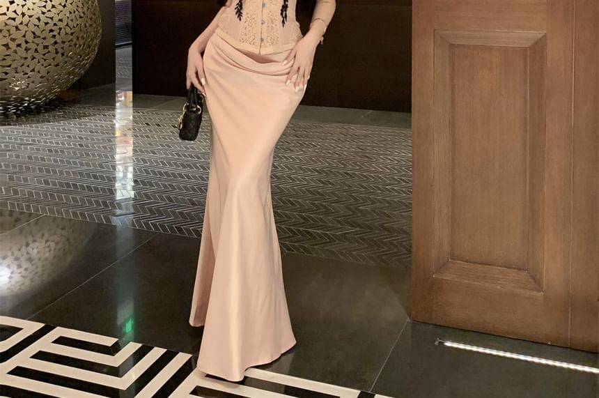 Off Shoulder Lace Corset Top and Maxi Skirt Set