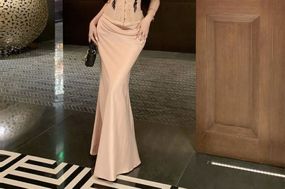Off Shoulder Lace Corset Top and Maxi Skirt Set