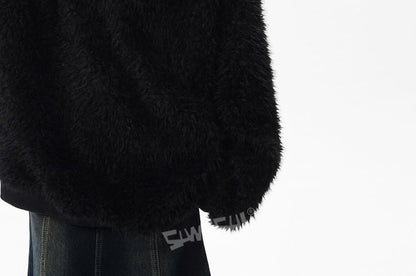 Fluffy Crewneck Solid Sweater