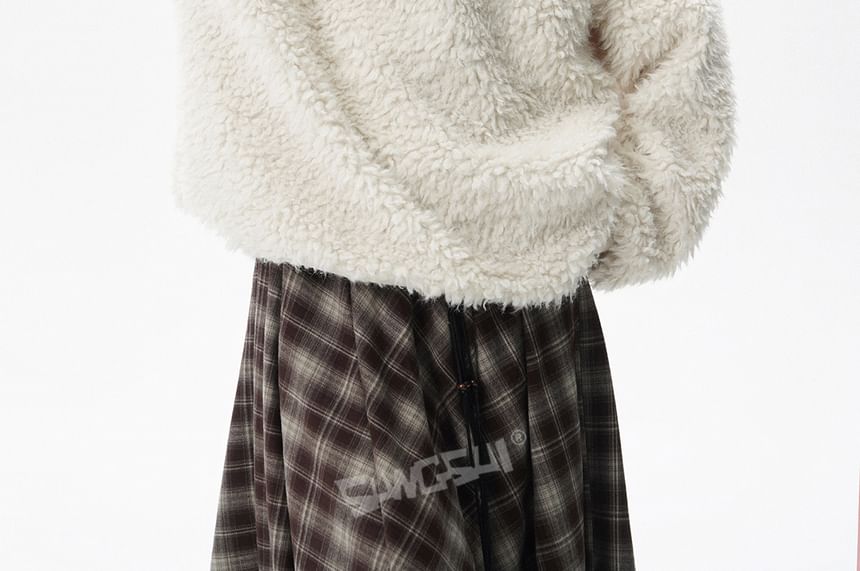 Fluffy Crewneck Solid Sweater