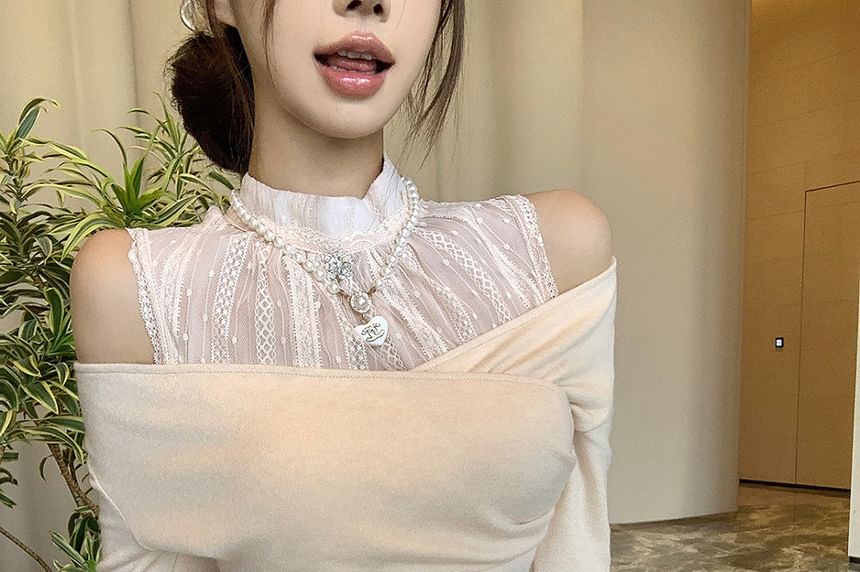 Cold Shoulder Mock Neck Long Sleeve Top