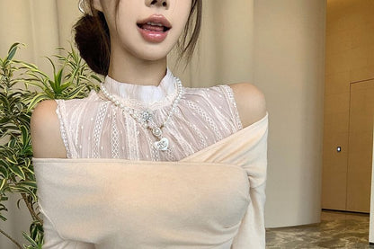 Cold Shoulder Mock Neck Long Sleeve Top