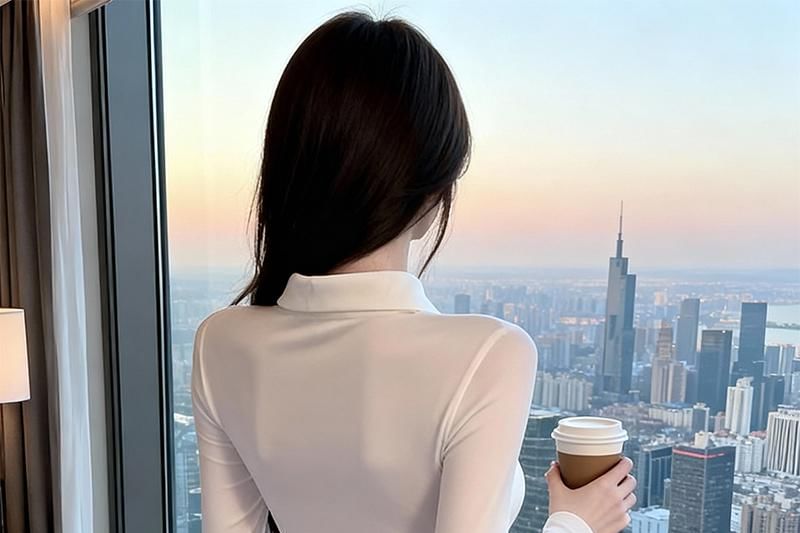 Necktie Cutout Lace Trim Long Sleeve Blouse