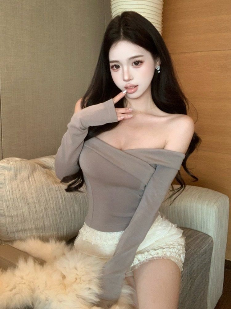 Off-Shoulder Wrap Top with Long Sleeves