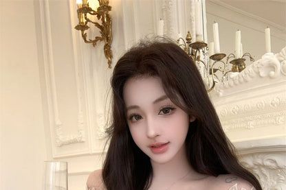 Off Shoulder Lace Panel Long Sleeve Top