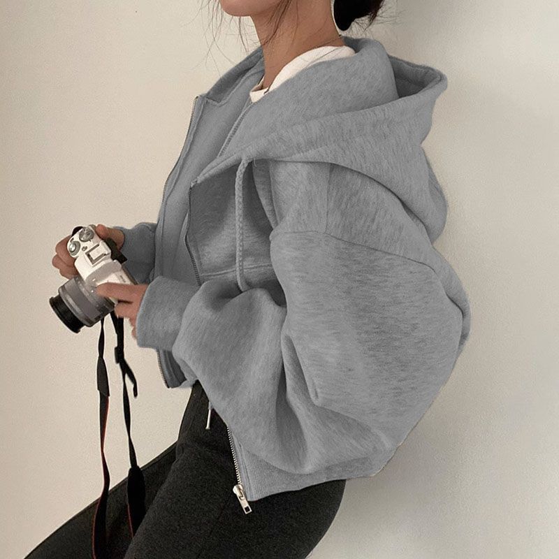 Cropped Zip-Up Hoodie