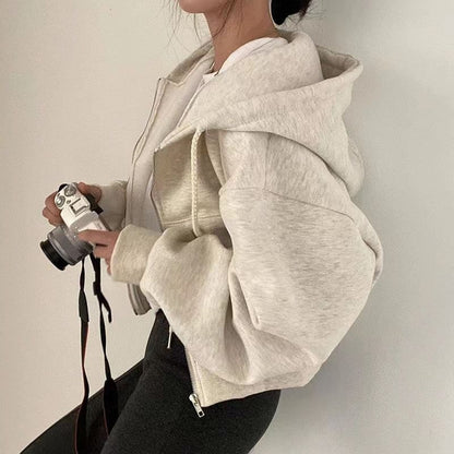 Cropped Zip-Up Hoodie