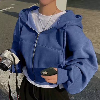 Cropped Zip-Up Hoodie