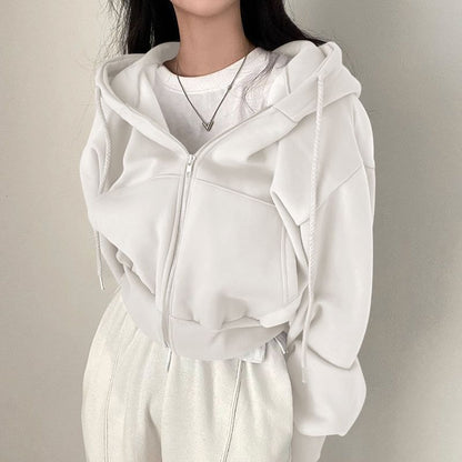 Cropped Zip-Up Hoodie
