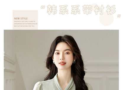 Scarfed Long-Sleeve Blouse